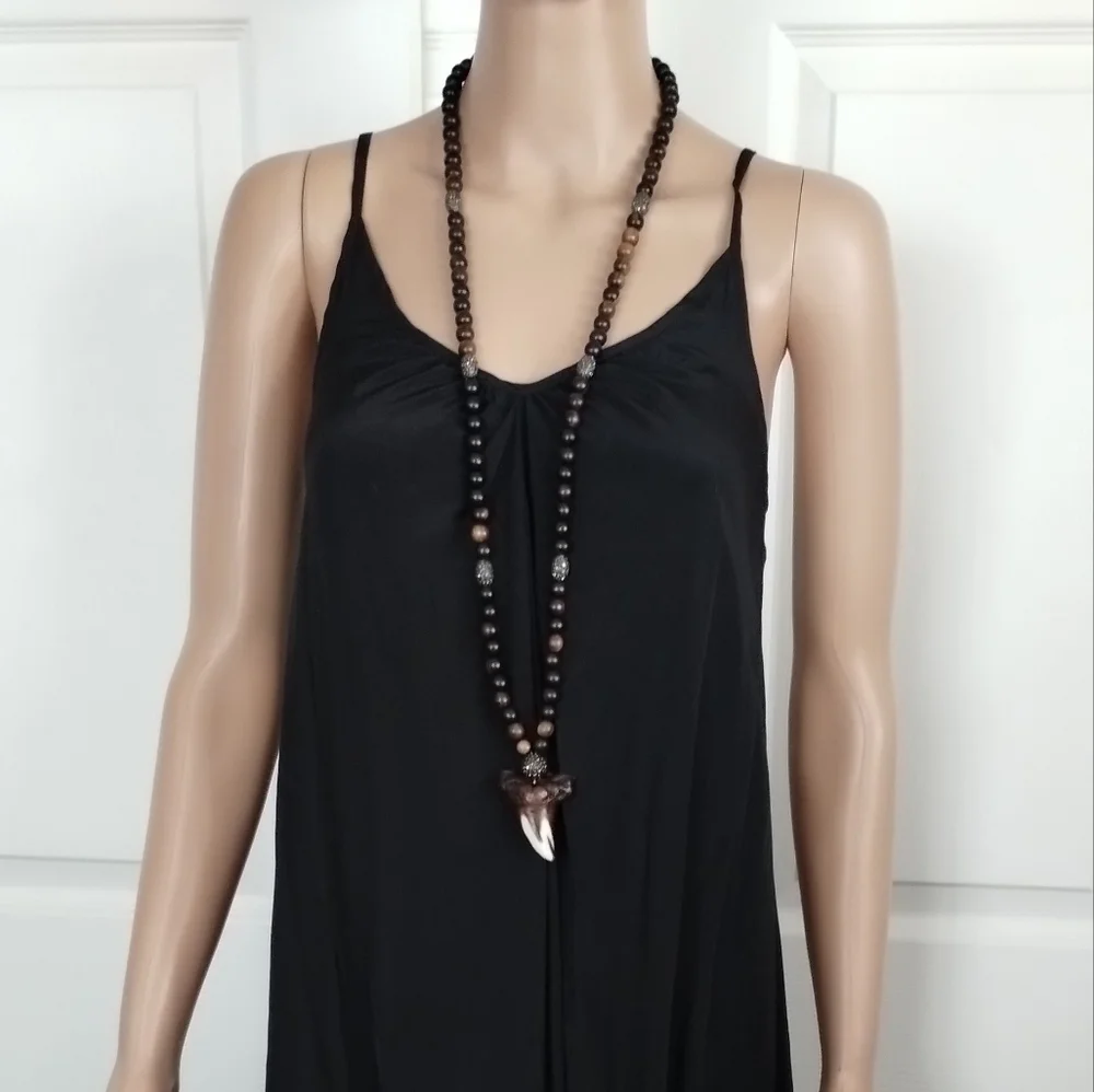 Beaded Necklace Faux Shark Tooth